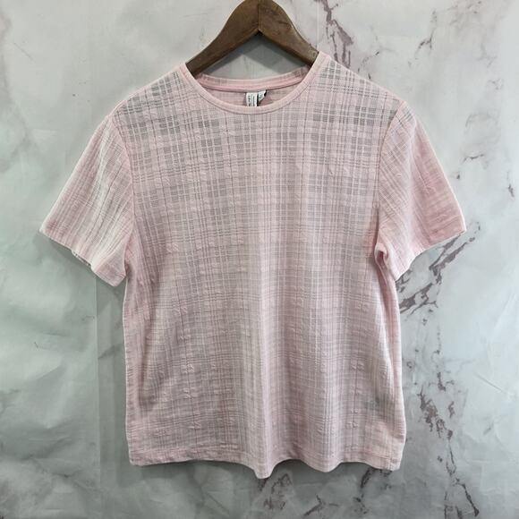 & Other Stories Shirt Womens 4 6 Small Light Pink Plaid Short Sleeve Sheer - Picture 1 of 11